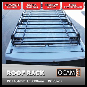 OCAM Aluminium Tradesman Roof Rack For Toyota Hiace 2019-Current, Rollers, Alloy 3000x1464mm