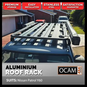OCAM CMM V1 Aluminium Platform Flat Roof Rack for Nissan Patrol Y60 - Gutter Mount 2200 x 1250mm