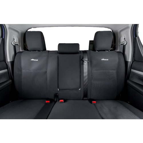 Second Row - Black Neoprene Seat Covers With White Stitching for Holden Colorado RG 10/2013-Current, LTZ