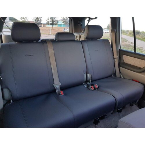 2nd Row Wetseat Tailored Neoprene Seat Covers for Toyota Landcruiser 100 Series GXL 03/1998-05/2005, Mid Grey With Blue Stitching