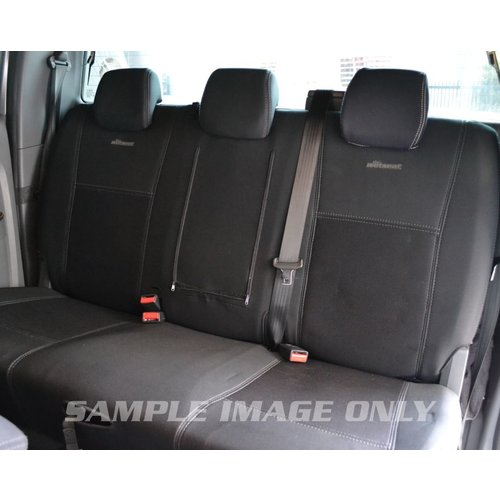 2nd Row Wetseat Neoprene Seat & Headrest Covers for Ford Ranger PX2 / PX3, 07/2015-11/2020, Mid Grey With Blue Stitching