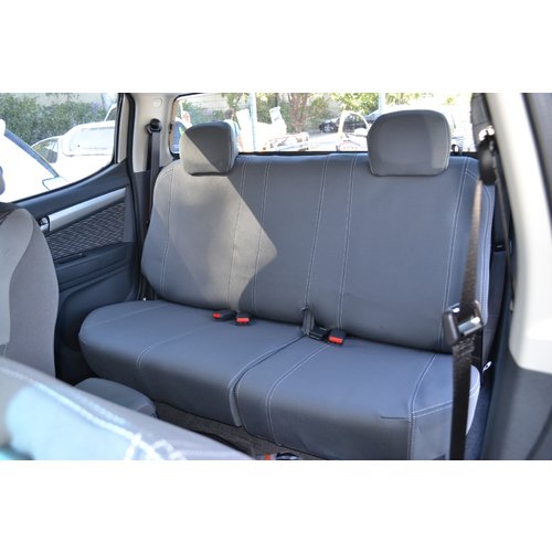 Second Row Wetseat Tailored Neoprene Seat Covers for Nissan Navara NP300 01/2018-11/2020, Mid Grey With White Stitching