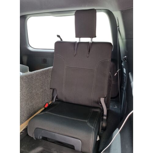 Wetseat Tailored Neoprene (3rd ROW) Seat Covers for Toyota Landcruiser 300 Series, Sahara, Grey With White Stitching