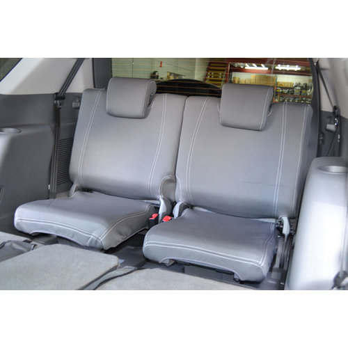 Third Row - Mid Grey Neoprene Seat Covers With White Stitching For Toyota LC80 Series Sahara