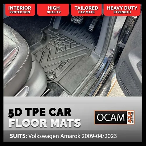 5D All Weather Floor Car Mats Liners for Volkswagen Amarok 2009-04/2023 Dual Cab TPE