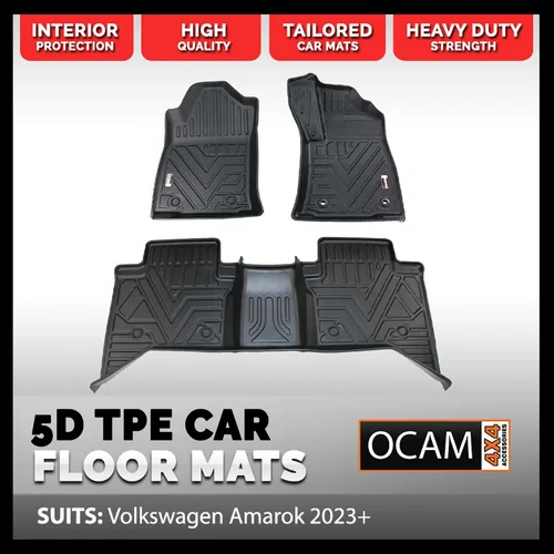 5D All Weather Floor Car Mats Liners for Volkswagen Amarok 05/2023+ Dual Cab