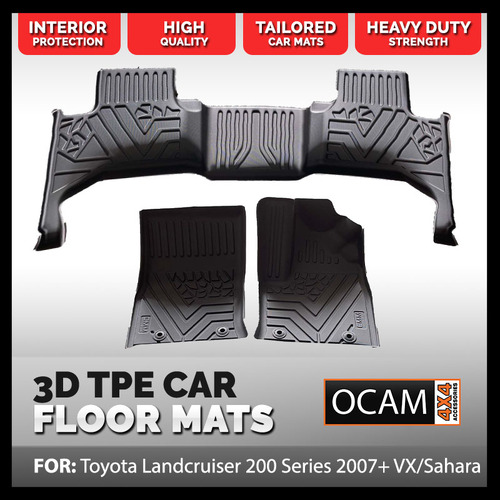 3D All Weather Floor Car Mats Liners For Toyota Landcruiser 200 Series, VX / Sahara