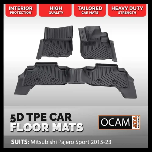 5D All Weather Floor Mats Liners For Mitsubishi Pajero Sport 2015-23