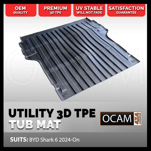 5D All Weather Rear Ute Tub Mat Liner For BYD Shark 6 2024 - On,  Heavy Duty Moulded Rubber