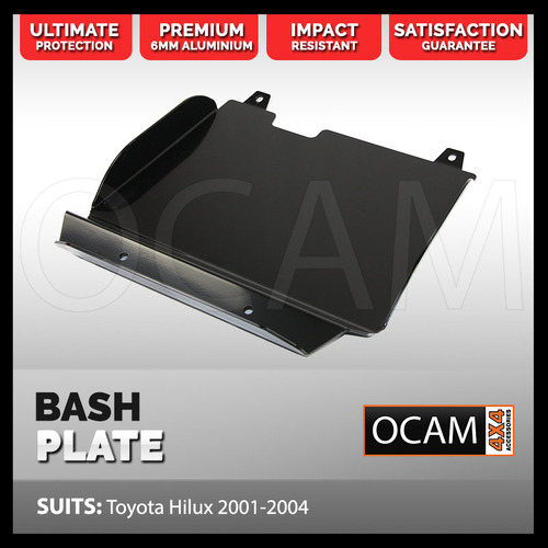 OCAM Aluminium Bash Plates For Toyota Hilux 2001-2004 Diesel Only, 6mm - Black