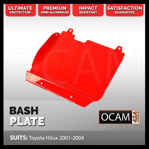 OCAM Aluminium Bash Plates For Toyota Hilux 2001-2004 Diesel Only, 6mm - RED