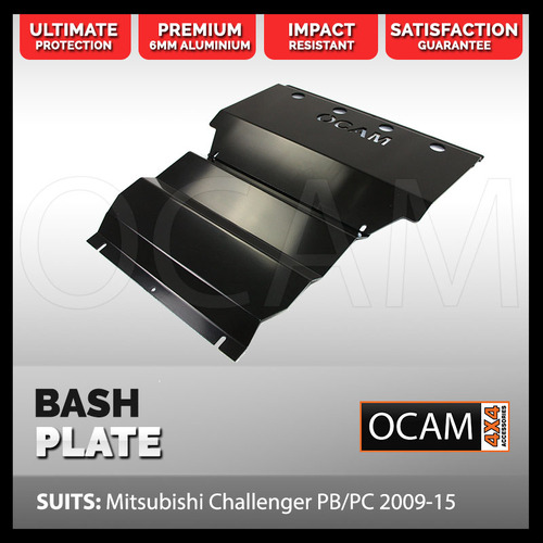OCAM Aluminium Bash Plates For Mitsubishi Challenger PB PC 2009-15, Aluminium 6mm Black