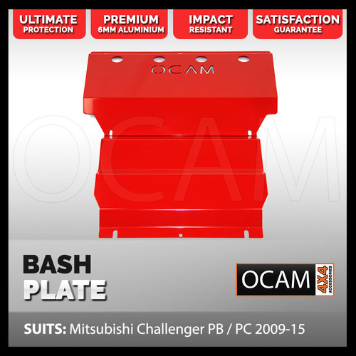 OCAM Aluminium Bash Plates For Mitsubishi Challenger PB PC 2009-15, Aluminium 6mm RED