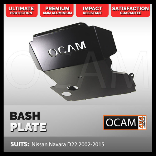 OCAM Aluminium Bash Plates For Nissan Navara D22 - 6mm Black