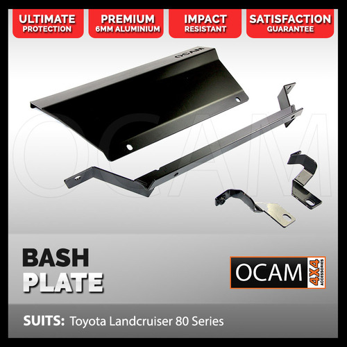 OCAM Aluminum Bash Plates For Toyota Landcruiser 80 Series - 6mm in Black