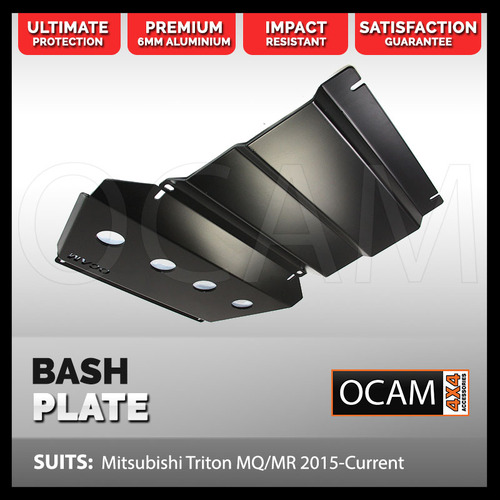 OCAM Aluminium Bash Plates for Mitsubishi Triton MQ MR 05/2015-2023, 6mm-Black (2nd style)