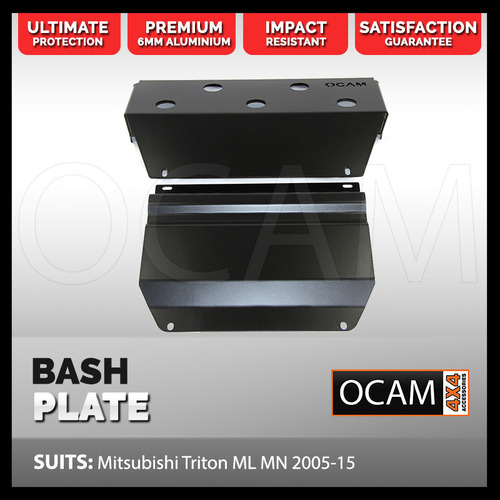 OCAM Aluminium Bash Plates For Mitsubishi Triton ML MN 2006-04/2015, 6mm-Black, #2