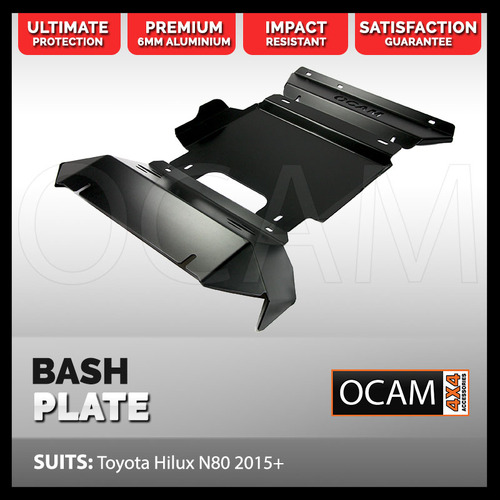 OCAM Aluminium Bash Plates For Toyota Hilux N80 SR SR5 2015-Current, 6mm, Black