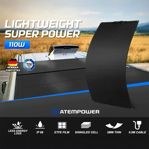ATEM 110W 12V Flexible Solar Panel Mono Shingled Battery Charging Caravan