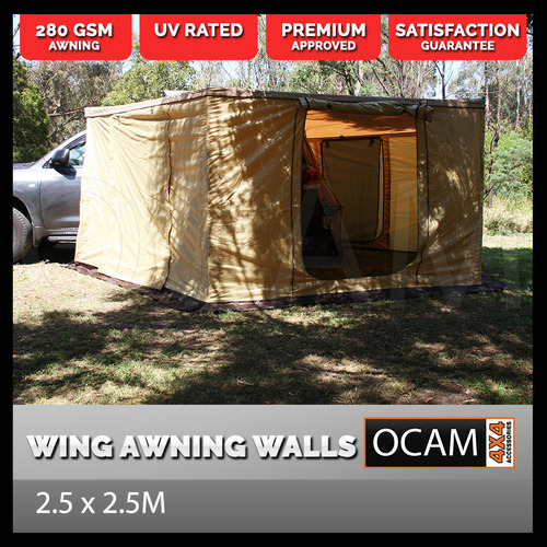 OCAM Wing Awning Tent Walls 6 Sides To Suit 2.5m x 2.5m Awning Passenger Side 4x4 Camping