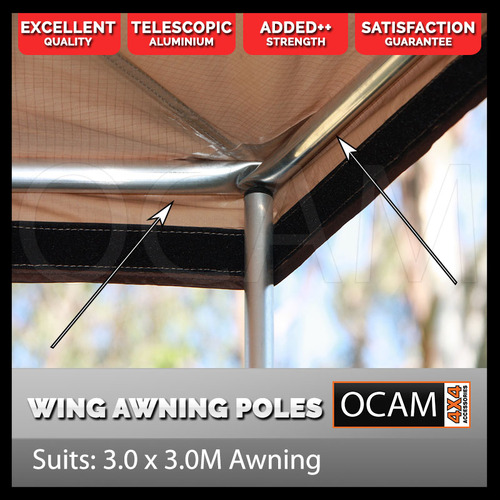 Awning Reinforcement Poles Set of 4 Suit 3.0M Round Wing Awning 4X4 4WD Camping