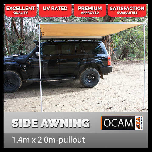 1.4M x 2.0M Car Side Awning Pullout Tent Camper Trailer 4X4 4WD 140cm x 200cm