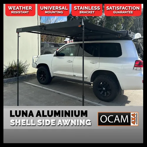 OCAM Luna Aluminium Shell Side Awning, Free-Standing, 2.1M x 2.3M Pullout