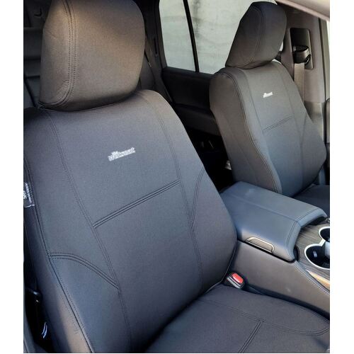 PRE-MADE BUNDLE Wetseat Neoprene Tailored Seat, Headrest & Console Covers for Toyota 300 Landcruiser VX/GRS 09/2021-03/2025 in Black with Black Stitch