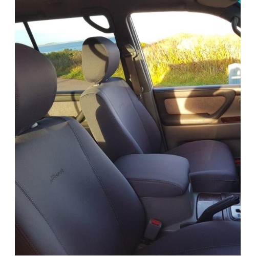 Front/Mid Row Wetseat Tailored Neoprene Seat Covers for Toyota 100 Landcruiser GXL 03/1998-04/2005 Grey with Charcoal Stitching