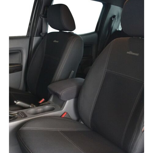 PRE-MADE BUNDLE Wetseat Neoprene Tailored Seat, Headrest & Console Covers for Mazda BT-50 Dual Cab 07/2015-11/2020 Black with Charcoal Stitching
