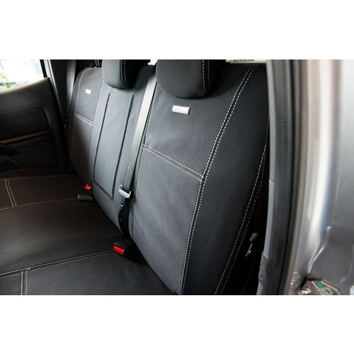First & Second Row Wetseat Neoprene Seat, Headrest & Console Covers for Mazda BT-50, Dual Cabs, 09/2020+, Black With Charcoal Stitching