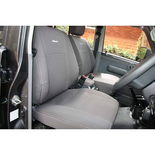 First & Second Row Wetseat Neoprene Seat & Console Lid Covers for Toyota LC79 Series Dual Cab, Mid Grey With Charcoal Stitching