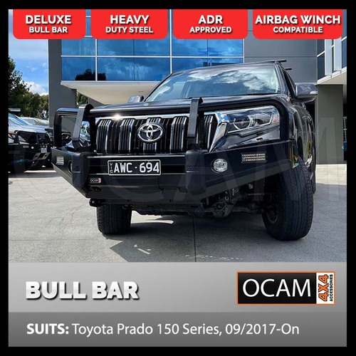 OCAM Deluxe Steel Bull Bar For Toyota Prado 150 Series 09/2017-On, Winch Compatible
