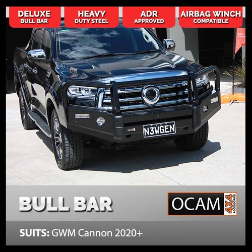 OCAM Deluxe Steel Bull Bar For GWM Cannon, 2020-Current,+ Pair 9' LED Spot Lights