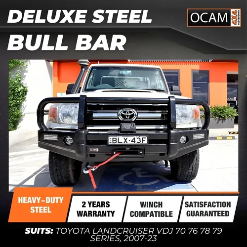 OCAM Bull Bar For Toyota Landcruiser 76 78 79 Series, 2007-2023 & OCAM 9.5K LBS Winch