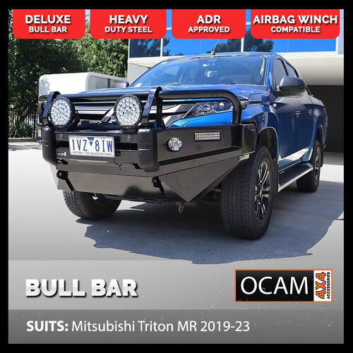 OCAM Bull Bar For Mitsubishi Triton MR 11/2018-2022, OCAM 12k Winch + 9' LED Spot Lights