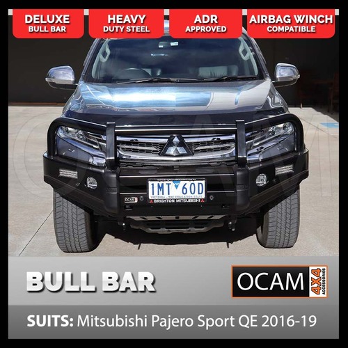 OCAM Deluxe Steel Bull Bar For Mitsubishi Pajero Sport QE 2016-19, Winch Compatible