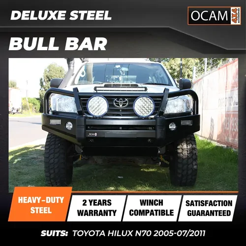 OCAM Deluxe Steel Bull Bar For Toyota Hilux N70 2005-07/2011, Winch Compatible