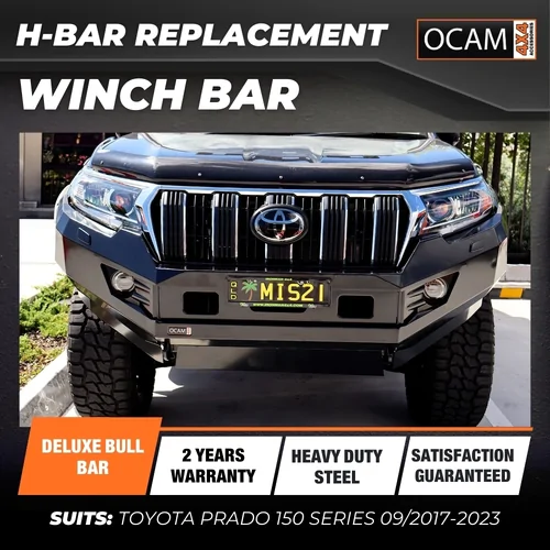 OCAM H-Bar Replacement Winch Bar for Toyota Prado 150 Series 09/2017-2023 Hoopless Bull Bar