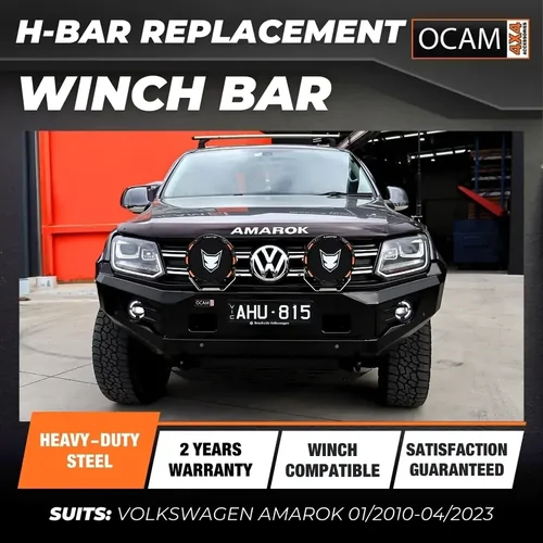 OCAM H-Bar Replacement Winch Bar for Volkswagen Amarok 01/2010-04/2023 Hoopless Bull Bar