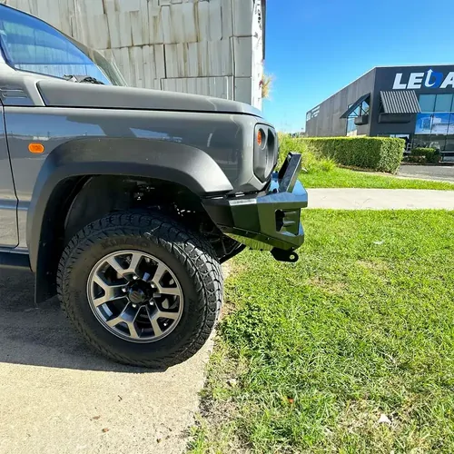 OCAM H-Bar, Replacement Winch Bar for Suzuki Jimny JB74, 2019-Current, Hoopless Bull Bar w/ OCAM 9.5k Winch + 9' LED Spot Lights