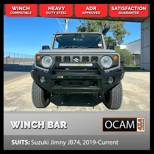 OCAM H-Bar, Replacement Winch Bar for Suzuki Jimny JB74, 2019-Current, Hoopless Bull Bar