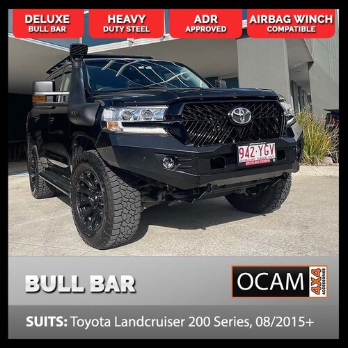 OCAM Deluxe Bull Bar For Toyota Landcruiser 200 Series 08/2015-21 & OCAM 12K LBS Winch