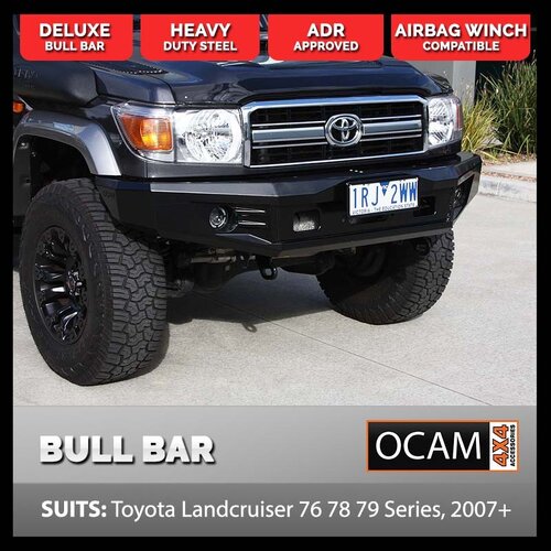OCAM H-Bar Replacement Winch Bar For Toyota Landcruiser 70 76 78 79 Series 2007-23 Hoopless Bull Bar