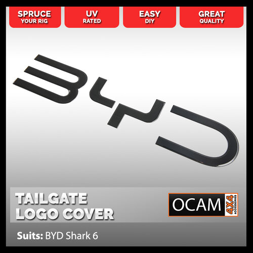 Matte Black Front Logo Cover to Suit BYD Shark 6, 2024-On, Emblem Badge Cover