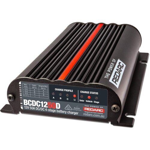 REDARC DC-DC Battery Charger 12V 50A 3 Stage Auto BCDC1250D Dual Input Solar BCDC1250D