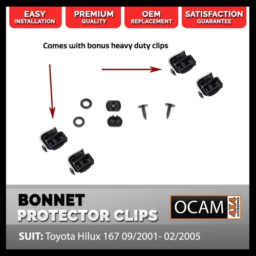 Replacement Bonnet Protector Clips for Toyota Hilux 167 09/2001- 02/2005, Fitting Kit