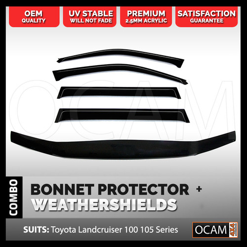 Bonnet Protector, Weathershields For Toyota Landcruiser 100/105 Series Visors