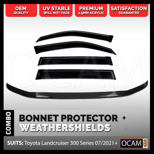 Bonnet Protector Weathershields For Toyota Landcruiser 300 Series 04/2021-Current