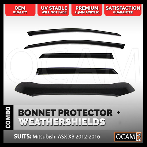 Bonnet Protector, Weathershields For Mitsubishi ASX XB 2012 - 2016 Window Visors